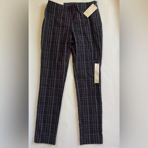 A New Day High Rise Fitted Ankle Stretch Pant Side Zip Coral Black Plaid NWT 2
